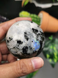 Natural moonstone sphere/ball - handmade carvings - energy/chakra/reiki - 2 inch (5 cms) dia and 210 gms (0.46 lb) - ONE PIECE ONLY