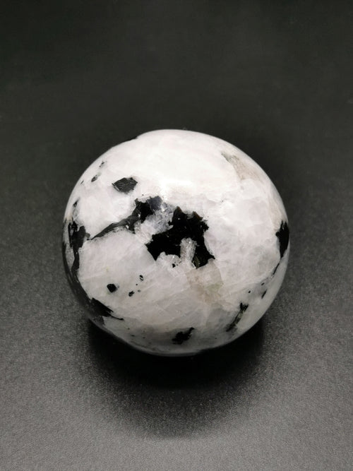 Natural moonstone sphere/ball - handmade carvings - energy/chakra/reiki - 2 inch (5 cms) dia and 210 gms (0.46 lb) - ONE PIECE ONLY