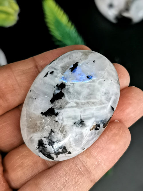 Rainbow Moonstone palm stones - ONE PIECE - crystal/chakra/reiki/healing - 50 gms weight