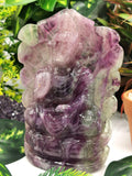 Multicolor Fluorite Buddha - handmade carving of serene and meditating Lord Buddha - crystal/reiki/healing - 6 inches and 695 gms