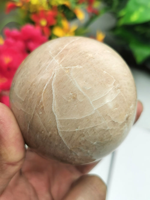 Peach Moonstone sphere - Crystal Healing Gemstones - 3 inches dia