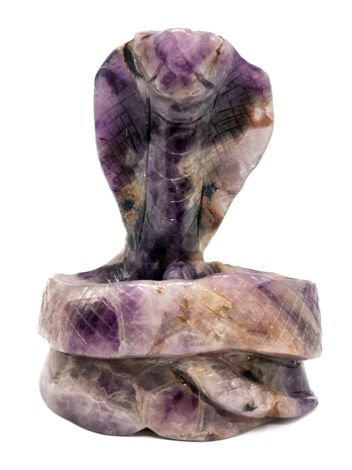 Magnificent Cobra Snake carved in Amethyst stone - animal carving