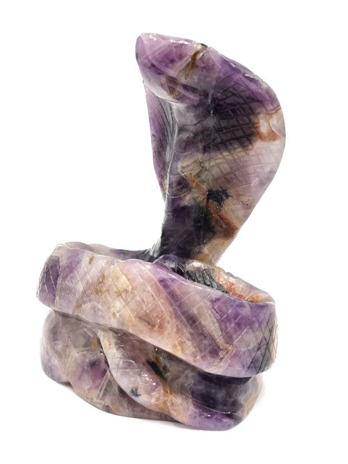 Magnificent Cobra Snake carved in Amethyst stone - animal carving