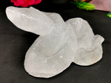 Slithering snake carving in clear quartz stone - crystal healing / chakra / reiki / energy - 4.8 inches and 580 gms (1.28 lb) Animal carving