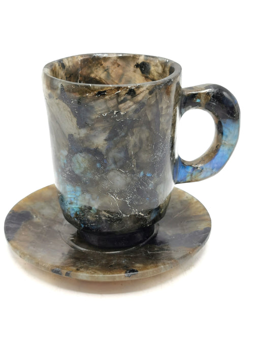 Labradorite Tea Cup & Saucer with magical flash - ONLY 1 Cup and 1 Saucer