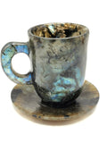 Labradorite Tea Cup & Saucer with magical flash - ONLY 1 Cup and 1 Saucer