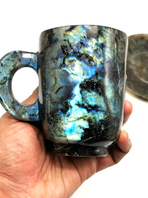 Labradorite Tea Cup & Saucer with magical flash - ONLY 1 Cup and 1 Saucer