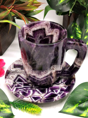 Exquisite Chevron Amethyst Tea Cup & Saucer