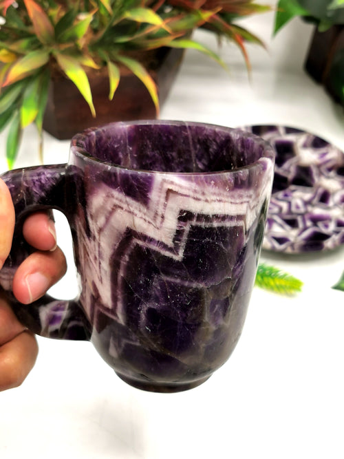 Exquisite Chevron Amethyst Tea Cup & Saucer