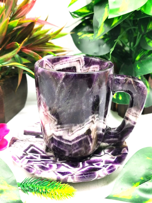 Exquisite Chevron Amethyst Tea Cup & Saucer