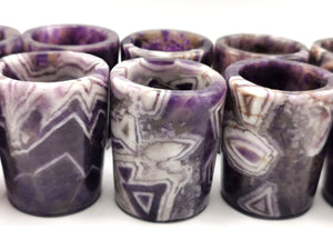 Exquisite gemstone shot glass / goblet in chevron amethyst stone - ONLY 1 PIECE