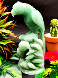Green Aventurine Parrot Pair handmade gemstone lapidary art - 7 inches and 1050 gms (2.3 lb) - animal carving