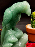 Green Aventurine Parrot Pair handmade gemstone lapidary art - 7 inches and 1050 gms (2.3 lb) - animal carving