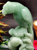 Green Aventurine Parrot Pair handmade gemstone lapidary art - 7 inches and 1050 gms (2.3 lb) - animal carving