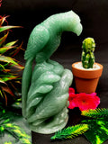 Green Aventurine Parrot Pair handmade gemstone lapidary art - 7 inches and 1050 gms (2.3 lb) - animal carving