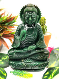 Buddha in Dark Green Aventurine - handmade carving of serene and meditating Lord Buddha - crystal/reiki/healing - 6.5 in and 1.2 kg (2.64 lb)