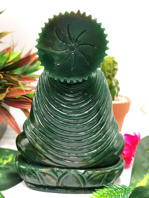 Buddha in Dark Green Aventurine - handmade carving of serene and meditating Lord Buddha - crystal/reiki/healing - 6.5 in and 1.2 kg (2.64 lb)