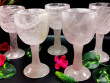 Rose Quartz wine glass / goblet hand carved - ONLY 1 PIECE