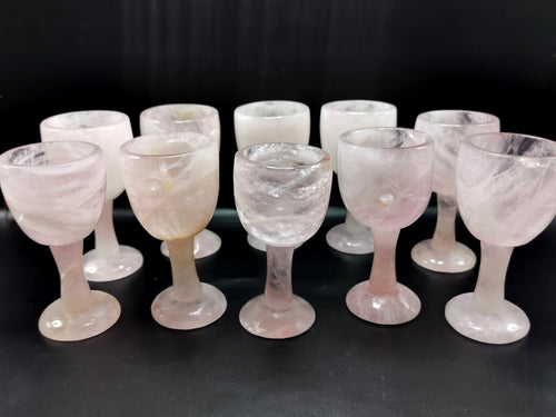 Rose Quartz wine glass / goblet hand carved - ONLY 1 PIECE