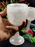 Rose Quartz wine glass / goblet hand carved - ONLY 1 PIECE
