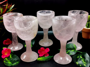 Rose Quartz wine glass / goblet hand carved - ONLY 1 PIECE