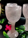 Rose Quartz wine glass / goblet hand carved - ONLY 1 PIECE