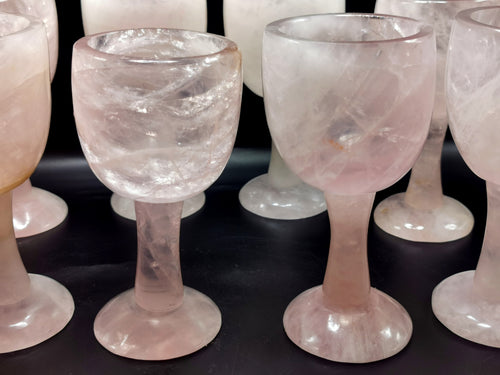 Rose Quartz wine glass / goblet hand carved - ONLY 1 PIECE