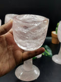 Rose Quartz wine glass / goblet hand carved - ONLY 1 PIECE