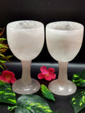 Rose Quartz wine glass / goblet hand carved - ONLY 1 PIECE
