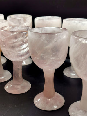 Rose Quartz wine glass / goblet hand carved - ONLY 1 PIECE