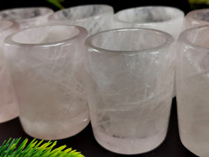 Rose Quartz Shot Glass - hand carved crystals - ONLY 1 PIECE - Home decor gift