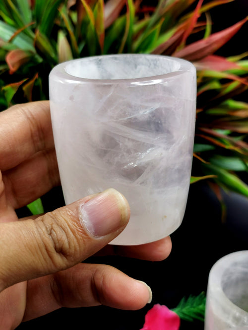 Rose Quartz Shot Glass - hand carved crystals - ONLY 1 PIECE - Home decor gift