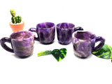 Amethyst tea set - exquisite carving of a tea kettle and 4 tea cups in amethyst - crystal and gemstone carving home decor