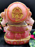 Rose Quartz Handmade handpainted carving of Panchmukhi Ganesh - Lord Ganesha Idol | Sculpture - Reiki/Chakra/Healing - 8.5 in and 6.3 kg