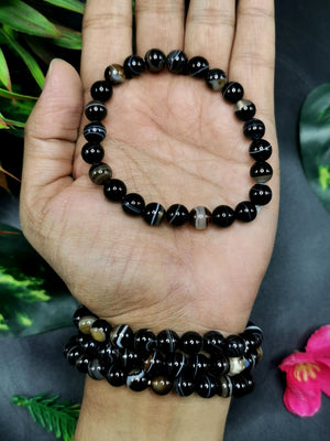 Black Onyx bracelet 8mm beads, set of 4 pieces | gemstone/crystal jewelry | Mother's Day/Birthday/Anniversary/Valentine's Day gift