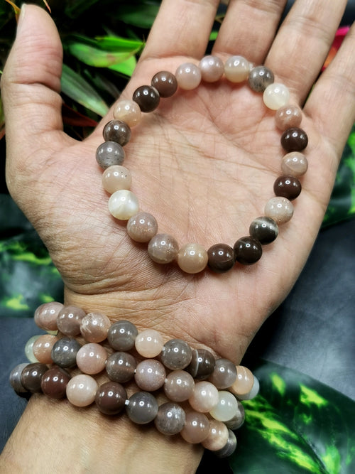 Natural Multi Moonstone 8mm Beads Bracelet Crystal Beads Balance Emotions,  Reduce Stress & Bring Peace & Harmony