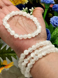 Selenite bracelet 8mm beads, set of 4 pieces | gemstone/crystal jewelry | Mother's Day/Birthday/Anniversary/Valentine's Day gift