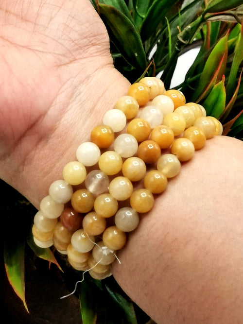 Yellow Aventurine bracelet 8mm beads, set of 4 pieces | gemstone/crystal jewelry | Mother's Day/Birthday/Anniversary/Valentine's Day gift