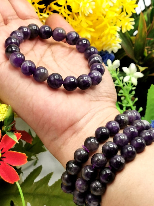 Amethyst bracelet 10mm beads, set of 3 pieces | gemstone/crystal jewelry | Mother's Day/Birthday/Anniversary/Valentine's Day gift