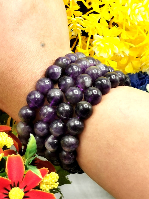 Amethyst bracelet 10mm beads, set of 3 pieces | gemstone/crystal jewelry | Mother's Day/Birthday/Anniversary/Valentine's Day gift