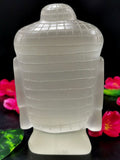 Selenite Buddha Face/Head - handmade carving of serene face of Lord Buddha - crystal/reiki/healing - 6 inches and 1.62 kg (3.56 lb)
