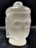 Selenite Buddha Face/Head - handmade carving of serene face of Lord Buddha - crystal/reiki/healing - 6 inches and 1.62 kg (3.56 lb)