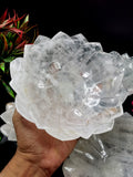 Lotus Bowl hand carved in White Quartz - 7 inches diameter and 600 gms (1.32 lb) - ONE BOWL ONLY