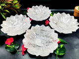 Lotus Bowl hand carved in White Quartz - 7 inches diameter and 600 gms (1.32 lb) - ONE BOWL ONLY