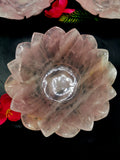 Beautiful rose quartz hand carved lotus bowls - 5 inches diameter and 325 gms (0.72 lb) - ONE BOWL ONLY