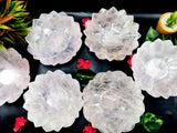 Beautiful rose quartz hand carved lotus bowls - 7 inches diameter and 600 gms (1.3 lb) - ONE BOWL ONLY