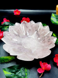 Beautiful rose quartz hand carved lotus bowls - 7 inches diameter and 600 gms (1.3 lb) - ONE BOWL ONLY