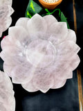 Beautiful rose quartz hand carved lotus bowls - 7 inches diameter and 600 gms (1.3 lb) - ONE BOWL ONLY