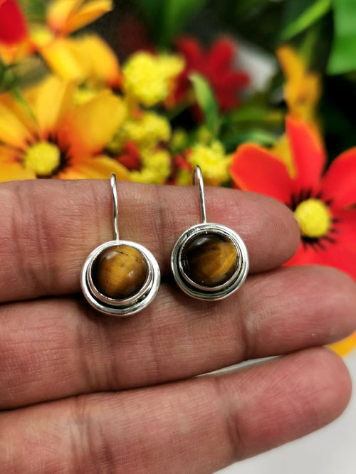 Elegant Tiger Eye stone earrings in 925 Sterling Silver | gifts for her | gifts for girlfriend | gifts for mom daughter sister - Shwasam