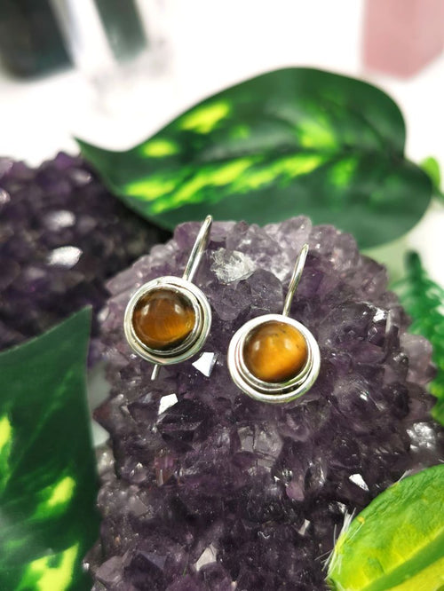 Elegant Tiger Eye stone earrings in 925 Sterling Silver | gifts for her | gifts for girlfriend | gifts for mom daughter sister - Shwasam